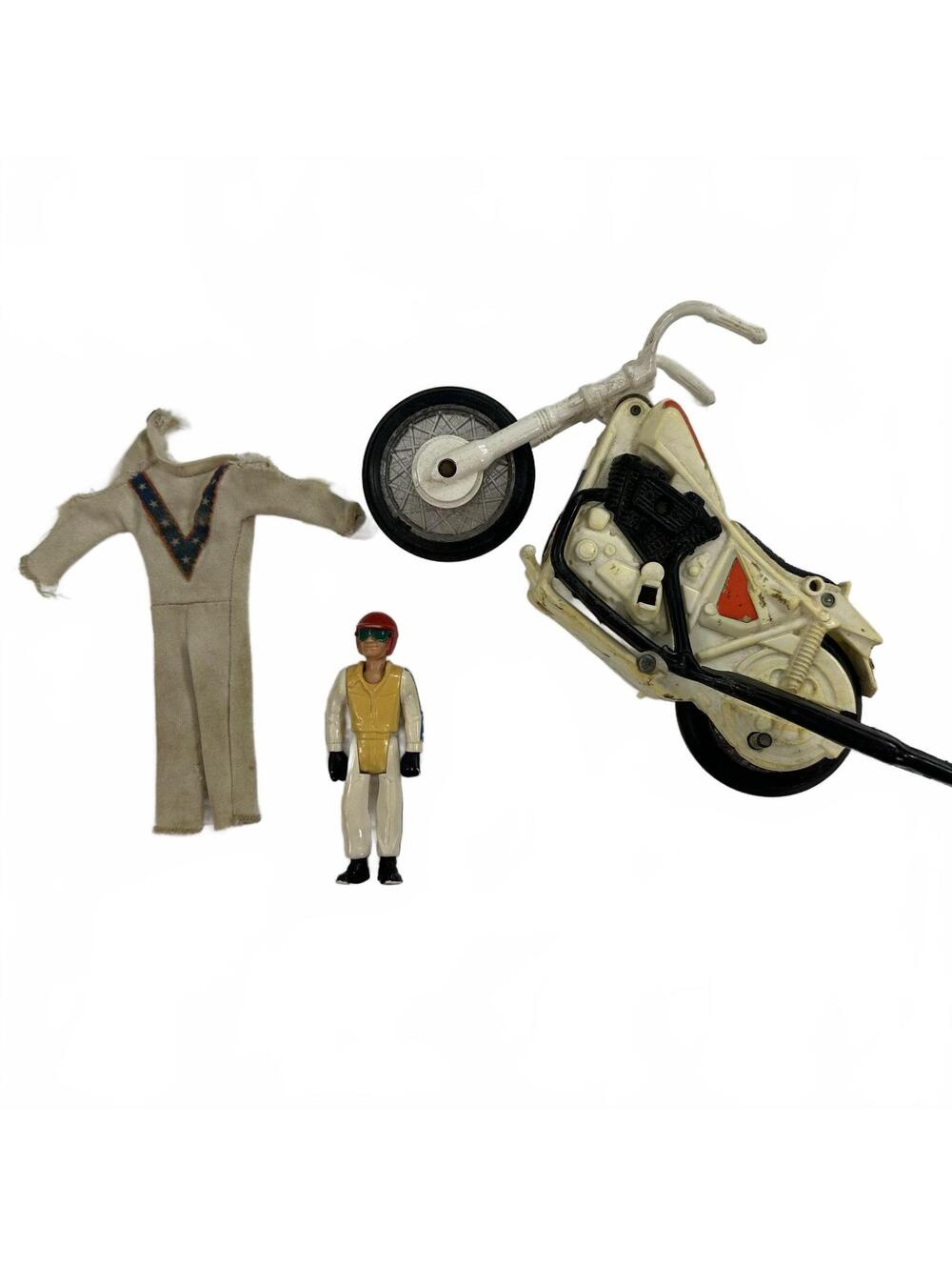 Vintage 70s Ideal Evel Knievel Stunt Cycle Motorcycle Figure Set